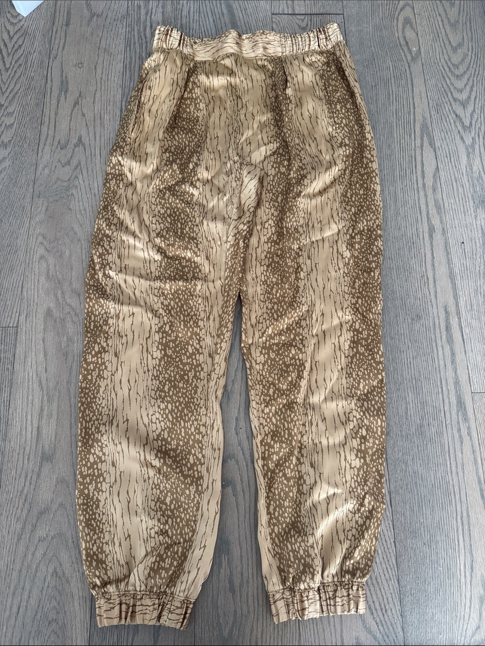 ATM Anthony Thomas Melillo Beige and Brown Patterned Silk Jogger Pants
